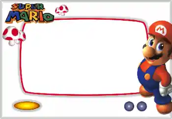 Nápis na rámečku: Super Mario
