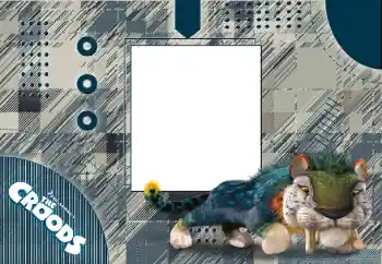 Nápis na rámečku: Croods