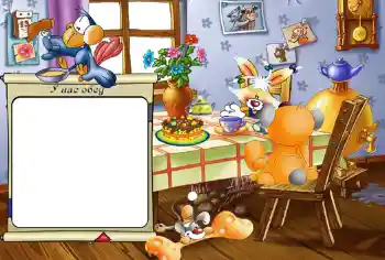 Nápis na rámečku: У нас обед.