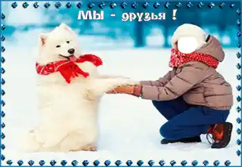 Fotografický efekt z kategorie Pro děti № 95998. Nápis na rámečku: Мы - друзья!