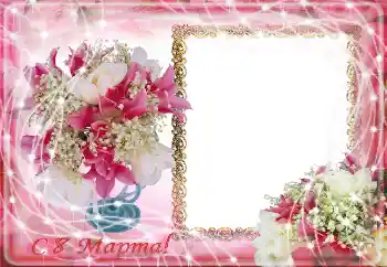 Nápis na rámečku: Šťastný Mezinárodní Den Žen