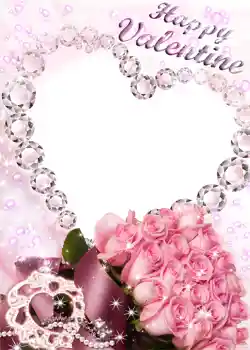 Fotografický efekt z kategorie Pohlednice na Valentýna № 1433. Nápis na rámečku: Šťastný Valentýn!