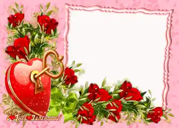 Fotografický efekt z kategorie Pohlednice na Valentýna № 683. Nápis na rámečku: Šťastný Valentýn!