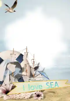 Nápis na rámečku: On the sea