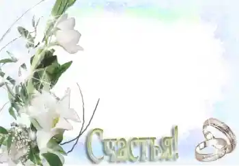 Fotografický efekt z kategorie Svatební rámečky № 3558. Nápis na rámečku: Счастья!